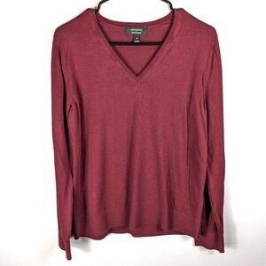 Banana Republic Womens M Burgundy V Neck Forever Sweater Cotton Rayon Classic